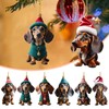 Dog with Green Hat and Red Sweater Christmas Ornament (Style