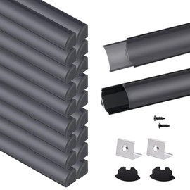 VST LED Channel, V Shape Led Diffuser Channel, LED Aluminum Channel with Black Cover, End Caps and Mounting Clips for LED Strip Light in home lighting(20pack 1 ft)