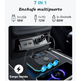 HXIIY Divisor de Enchufe para Encendedor de Cigarrillos de Coche, Multifuncional con Protección contra Sobretensión, Salida USB Tipo C para Teléfonos Tabletas, Cargador de Coche Multifuncional