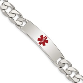Precious Accents Sterling Silver Polished Medical Curb Link ID Bracelet