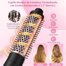 4 en 1 Rizador de Cabello,Pinzas Rizadoras con Cepillo Rizador,Rizador de Pelo de Cerámica Ajustable con Peines,Guantes y Clips,Juego de Varillas de Rizador de Pelo Calentamiento Instantáneo para Cabello Largo o Corto Herramientas de Peinado