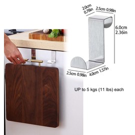 HnF shop 2ct Stainless Steel Cabinet Hanging Hook Minimalist Punch-Free Hanging Kitchen Storage Cabinet Door Holder