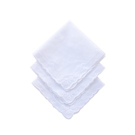 MileyMarla Ladies Embroidery Cotton White Handkerchiefs Lace Wedding Hankies