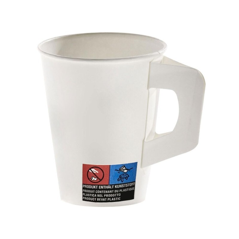 VEPATIM 80 Coffee Cups with Handles White Cardboard Coated 180