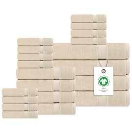 Delara Organic Cotton Luxuriously Plush Bath Towel 20 Piece Set|GOTS & Oeko-TEX Certified|Premium Hotel Quality Towels|Feather Touch Technology|650 GSM Long Staple|Soft, Quick Dry & Ultra-Absorbent