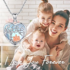 Mother and Child Necklace 925 Sterling Silver Mother Daughter Pendant Necklace, Birthday Mother's Day Jewellery Gift for Mum Daughter Wife Girlfriend Sister, Sterling Silver, No Gemstone