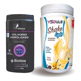 Vsouls Malteada Shake Light Vainilla Y Colageno+biotina Sabor vainilla y blueberry