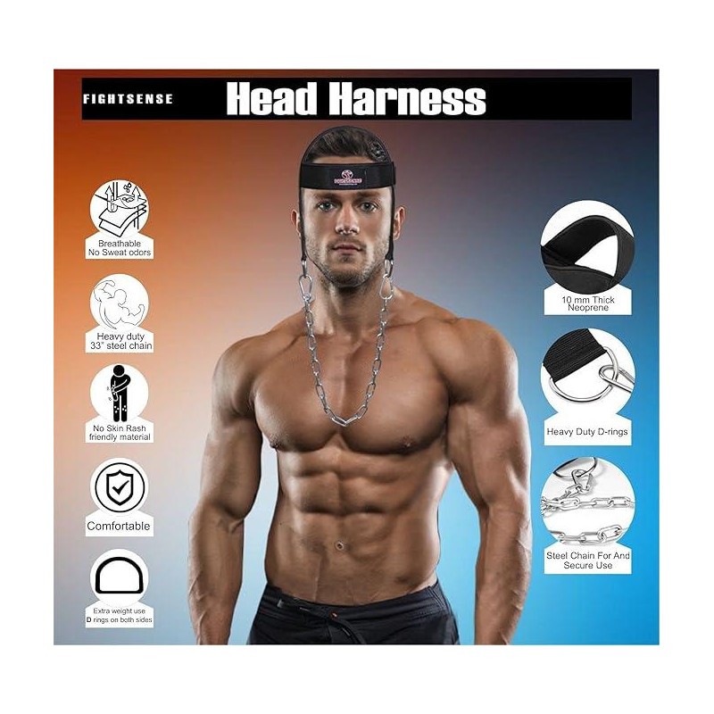 Fightsense Neck Harness for Training Padded & Adjustable Strap with