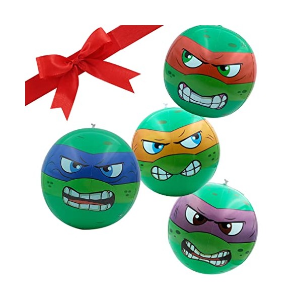 Set of 4 Turtles Inflatable Play Balls, Theme Party Supplies Decoration for Summer Birthday Pool Party Indoor Outdoor, Play Ball