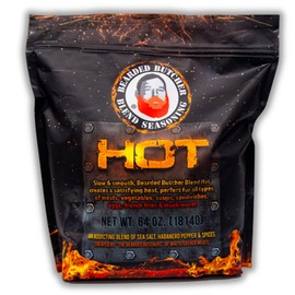 Bearded Butchers Hot Blend Seasoning, 64 oz Bag (4 lbs) - Habanero Hot Spice for Steaks, Burgers, Soups, Roasts, and Game Meats - No MSG, Gluten-Free, All-Natural, Sugar-Free, and Flavorful Kick