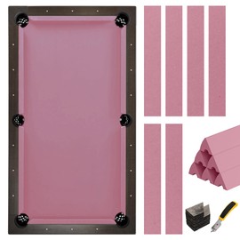 iEsstros 8ft Pool Table Felt and Bumper Kit for Pool Table Billiard Cloth with K66 Pool Table Bumpers, K66 Pool Table Cushions Facing, 6 Pcs Cloth Strips and Staple Remover-Pink