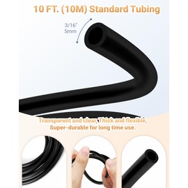Moonorange 33 Feet Aquarium Airline Tubing, Standard 3/16” Tubing for Fish Tank Air Pumps, Terrariums (33 Feet/Black)