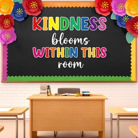 85Pcs Flower Kindness Classroom Bulletin Board Decoration 3D Flower Back to School Bulletin Board with Colorful Floral Paper Inspirational Within This Room Cutout for Summer Chalkboard Wall Door