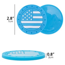 2 Pack Car Cup Holder Coasters, American Flag Insert Auto Cup Mats, Soft PVC, 2.8-Inch Non-Slip Drink Coasters, Blue