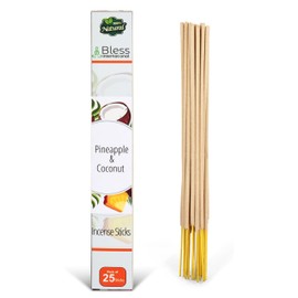 Bless International Pineapple and Coconut 100%-Natural-Incense-Sticks Handmade-Hand-Dipped Organic-Chemicals-for-Purification-Relaxation-Positivity-Yoga-Meditation The-Best-scents 100 Sticks (150GM)