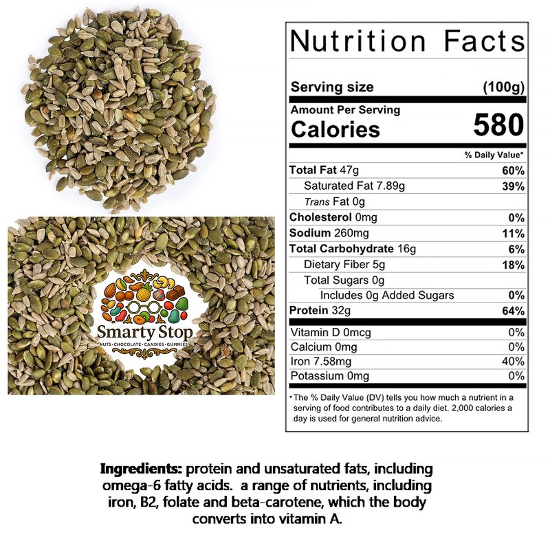 Smarty Stop Roasted Salted Kernel Pumpkin and Sunflower Mix Seeds,