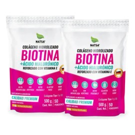 Colageno Hidrolizado Con Biotina Y Ac Hialuronico 1 Kg (2 Bolsas 500 g cu) Todo Tipo De Piel                                                          
