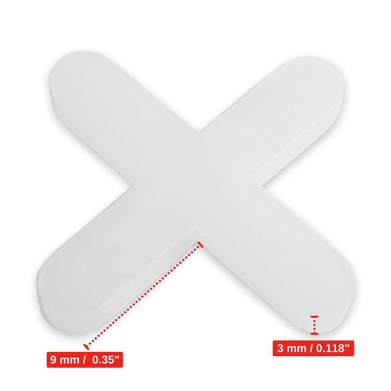 Tile Spacers for Grouting, 1000 Pieces, 3mm Thickness, White, Plastic,