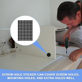GLOKUUCA Self-Adhesive Screw Hole Cover Sticker - 3 Sheet/420Pack Screw Covers Caps Fits for Cabinet Wall Desk- PVC Dustproof Sticker - (12-mm Dia, Black)