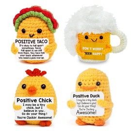 YVMOOEC Positive Crochet Animals, Positive Potato Christmas Birthday Gifts for Women Men Office Desk Decor Best Friends, 4PCS Emotional Support Crochet (4 PCS)
