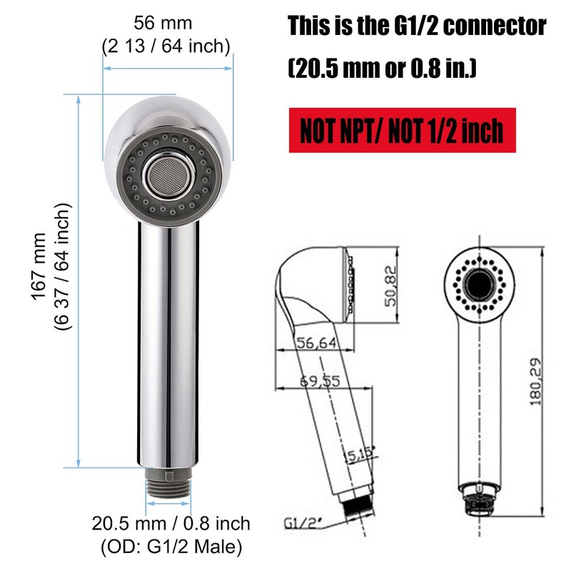 Kitchen Faucet Head Replacement,Standard G1/2''Sink Sprayer Replacement with 2 Function