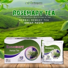 HERBOGANIC Rosemary Herbal Tea - Digestion Support and Immune Boost | Refreshing and Delicious Blend | Natural Ingredients | 20 Tea Bags