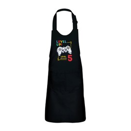 Fabulous Kinderschürze 2 Taschen Küche Schwarz Level Up! Unlocked 8 Birthday Celebration Kids Party Gift Theme Gamer - Top Qualität