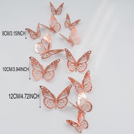 JOCXZI room decor,wall decorations for bedrooms,wall stickers,room decor aesthetic bedroom,butterfly decorations,wall decorations,3D Metal Texture Rose Butterfly Wall Sticker (36 Pieces)