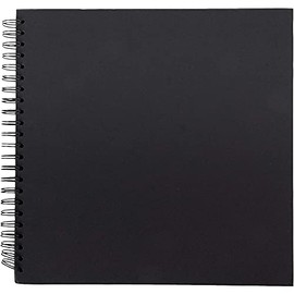 Hardcover Scrapbook Album for Photos, Memorabilia, Spiral Bound (12 x 12 in, Black, 40 Sheets)