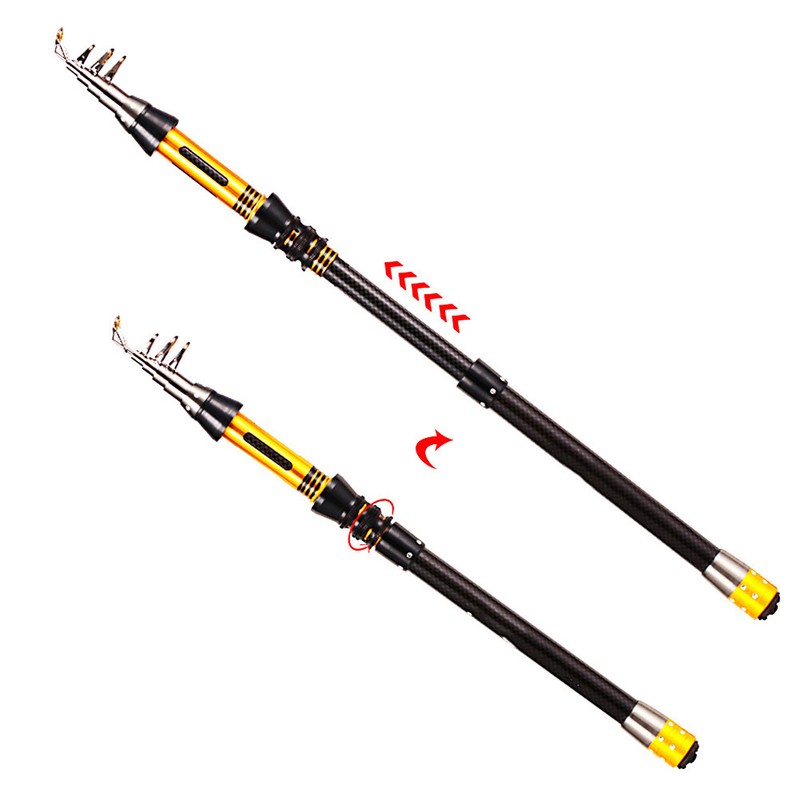 Mini Portable Ultralight Carbon Fiber Telescopic Fishing Rod Sea Fishing