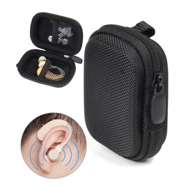 WGear Designed Protective Case for Hearing Aid, Hearing Amplifier, Personal Sound Amplifier, Hearing Device, Listening Device, Strong Mini Case with Mesh pocket, Universal design (Ballistic Black)