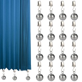 16 Pack Outdoor Curtain Weights Heavy Duty, Metal Drapery Bottom Weights for Patio Pergola Gazebo Heavy Wind Windproof Stainless Steel Ball & Clips for Shower Curtains Tablecloths Garden Flag