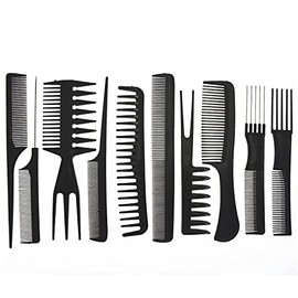 Peines para el cuidado del cabello, antiestáticos, gruesos, con dientes finos, para picar ondas, juego de 10, color negro                             