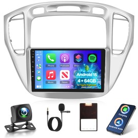 [Qualcomm 8 Core 4+64G] Android 15 Car Radio for Toyota Highlander 2000-2007 - Wireless Carplay and Android Auto - 9 Inch 1280 * 720 IPS Touchscreen Car Stereo - DSP/GPS/SWC + AHD Backup Camera