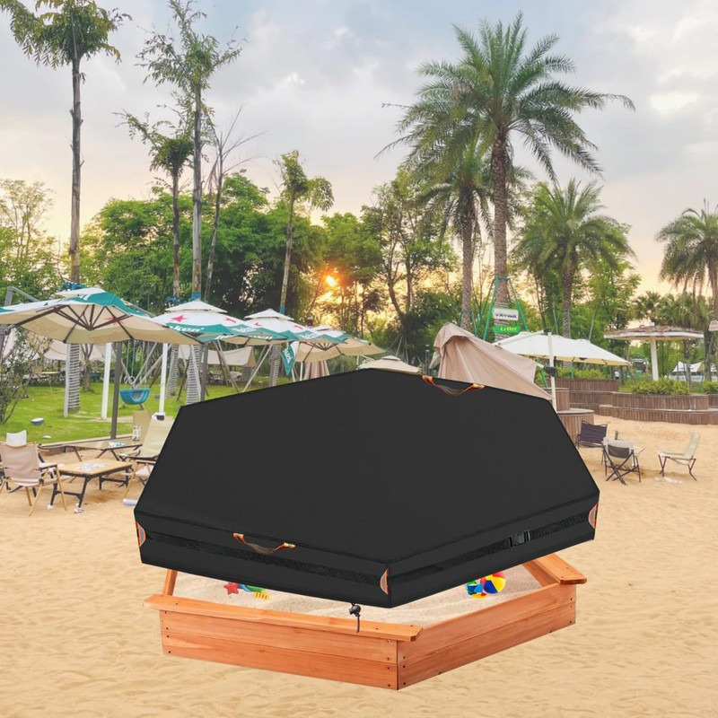 Outdoor Hexagonal Sandbox Cover with Two Night-Vision Reflective Handles and
