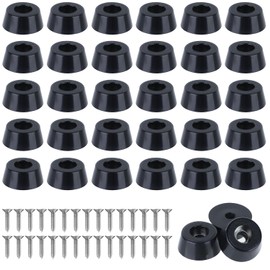 ZDNT 30Pcs Round Black Rubber Feet with Stainless Steel Screws,Rubber Cutting Board Feet,Non Slip Furniture Feet Pads for Furniture Tables Chairs Chopping Boards (20 * 15 * 8mm)