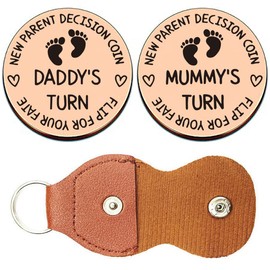 BOBOZHONG New Parents Decision Coin, Flip Coin Decision Funny Turn Coin New Parents Engraved Stainless Steel Fun Coin for Decision Making for Father and Pregnant Mother(Rose Gold)
