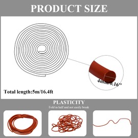 MXCELL16.4Ft Backer Rod 4mm Weather Strip Seal for Gaps and Joints - High Density Solid Sponge Rubber Weather Stripping, Silicone Round Crack Saver Concrete Expansion Joint Filler Rope, Brown