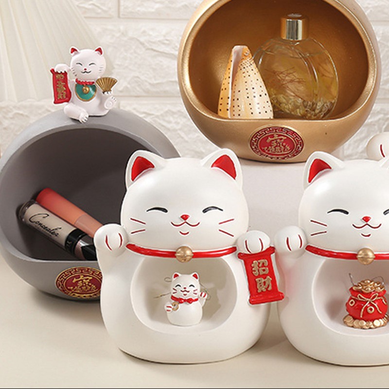 Chinese Lucky Cat Decoration Desktop Fortune Cat Statue Decorations Chinese