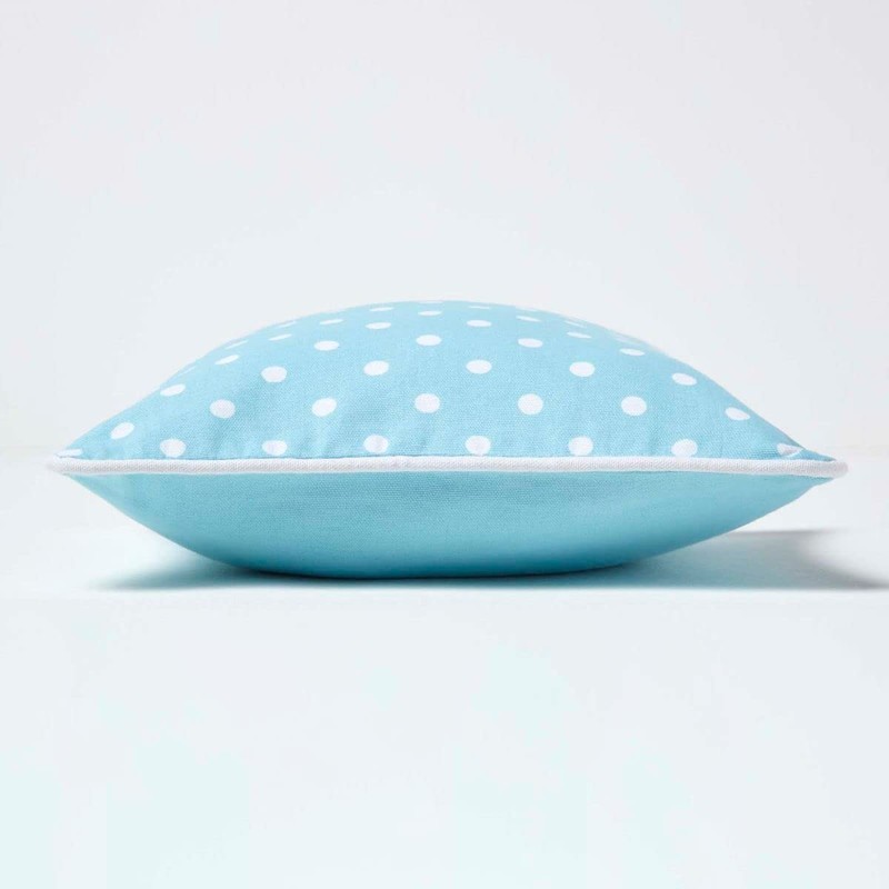Homescapes Polka Dot Cushion Cover for Decorative Cushions, Light Blue,