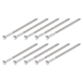 METALLIXITY 10pcs M6x100mm Hex Lag Screws 304 Stainless Steel Self Tapping Wood Bolts for Home Use