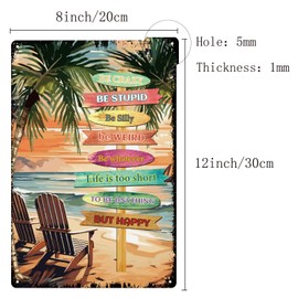 CREATCABIN Beach Metal Tin Sign Retro Metal Wall Decor Inspirational Quotes Vintage Plaques Gallery Wall Signs Retro Poster Home Decor Hanging Decoration for Yard Garden Home Indoor Outdoor 12x8 Inch