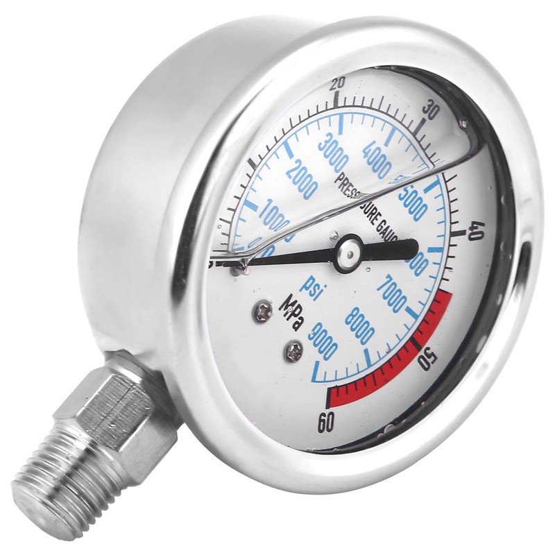 Hydraulic Pressure Gauge 60MPA/9000PSI Base Entry NPT1/4