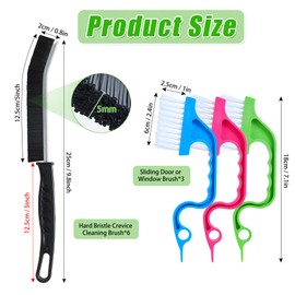 Kuaman 9 Pcs Crevice Cleaning Brush, Window Groove Cleaning Brushes, Multifunctional Hard Bristle Brushes for Deep Cleaning, Magic Cleaning Brushes for Home Kitchen Bathroom Window Vehicle,etc