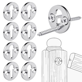 Shimeyao 8 Sets Newel Post Fastener, Newel Post Mounting Kit, Column Handrail to Pole Fastener, 1 1/4 Inch Diameter x 1/8 Inch Thickness Hardened Steel Plate with 1 Round Steel Plate 3 Long Screws