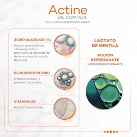 DARROW, Actine Oil Control Gel Limpiador Dermatológico, Piel Mixta a Grasa, Control de Sebo Hasta 12H, 400 g                                          