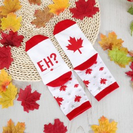 DPKOW Funny Canada Socks for Adult, Maple Leave Socks Canada Day Accessories Canadian National Day Supplies, Christmas Birthday Gifts, Eh?