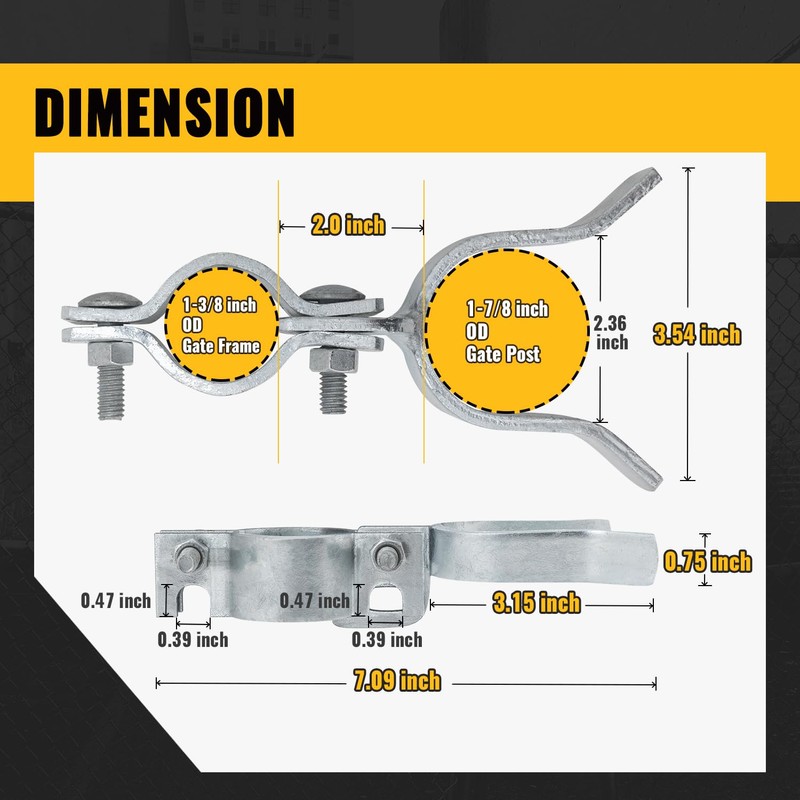 VIVIDA 1-3/8" x 1-7/8" Chain Link Gate Latch, Fence Fork