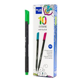 Plus Office 10 Filzstifte mit feiner Spitze, 0,4 mm, ideal zum Schreiben, Malen und Zeichnen, Schulstifte mit feiner Spitze, bunte Tinte auf Wasserbasis (Neongrün)