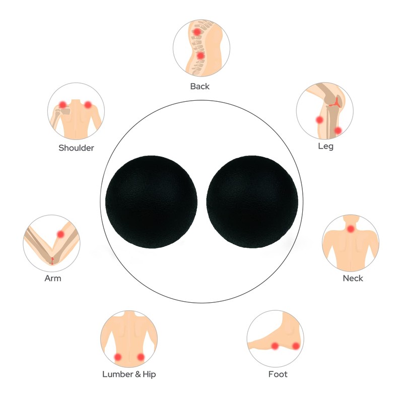 Small Hard Massage Ball 2 Pack. Lacrosse Ball Size Fascia